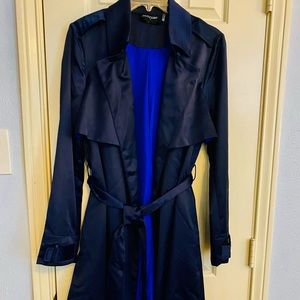 Black Mid-calf satin trench coat/jacket maker is Dolce Cabo-size M